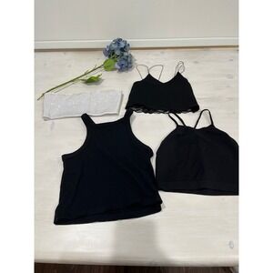 I.AM.GIA Rhinestone Top and 3 Cropped black tanks Festival Party Small‎